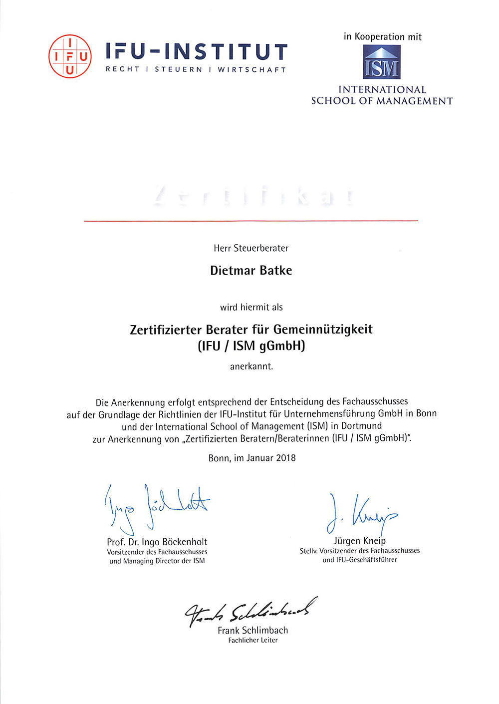 Zertifikat - Steuerberater in 53879 Euskirchen